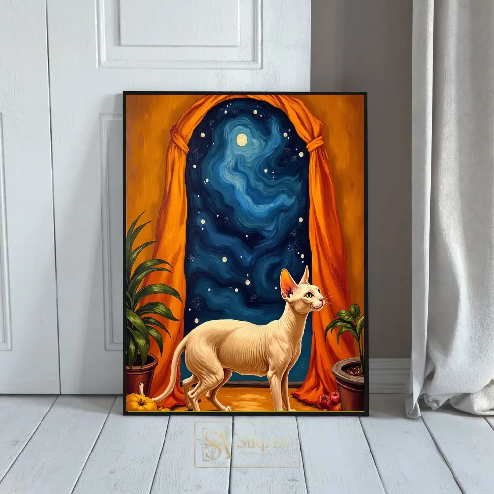 Celestial Sphynx Night Sky Canvas Art Print