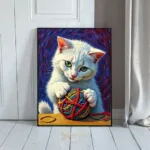 ANI cat playing with yarn ball 093