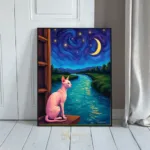 ANI cat sitting on porch looking at moon 103