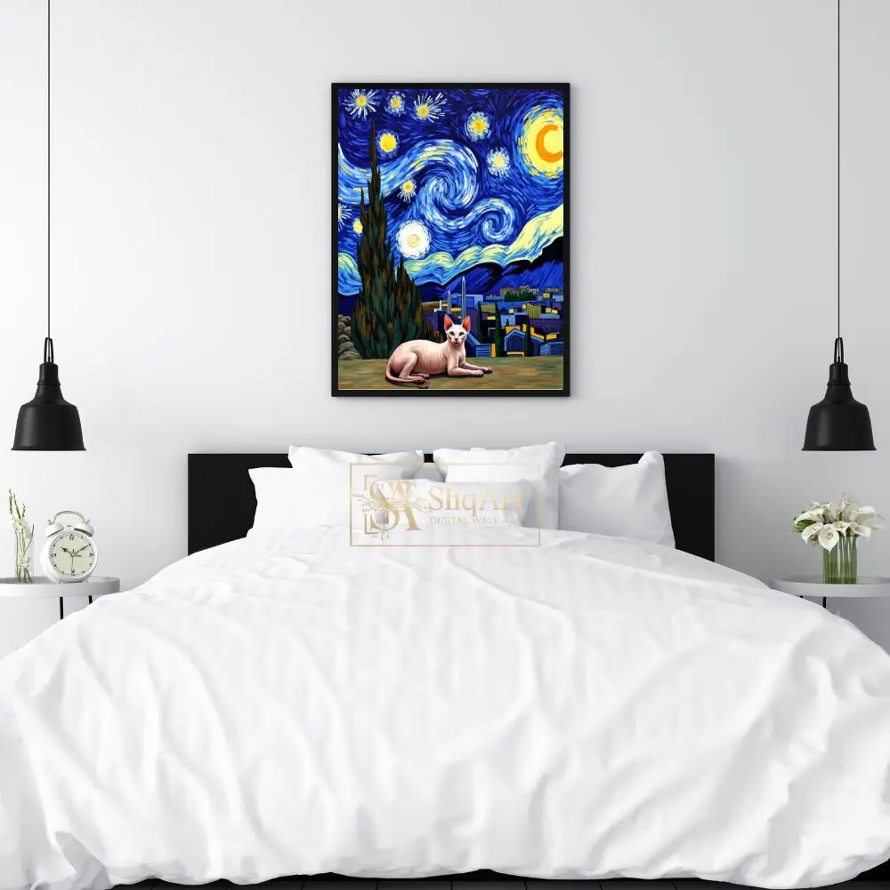 ANI-cat-sitting-under-starry-night-painting-104-02 ANI cat sitting under starry night painting 104