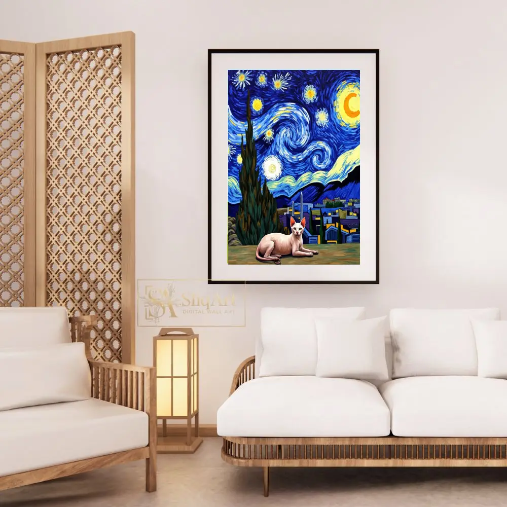 ANI-cat-sitting-under-starry-night-painting-104-03 ANI cat sitting under starry night painting 104