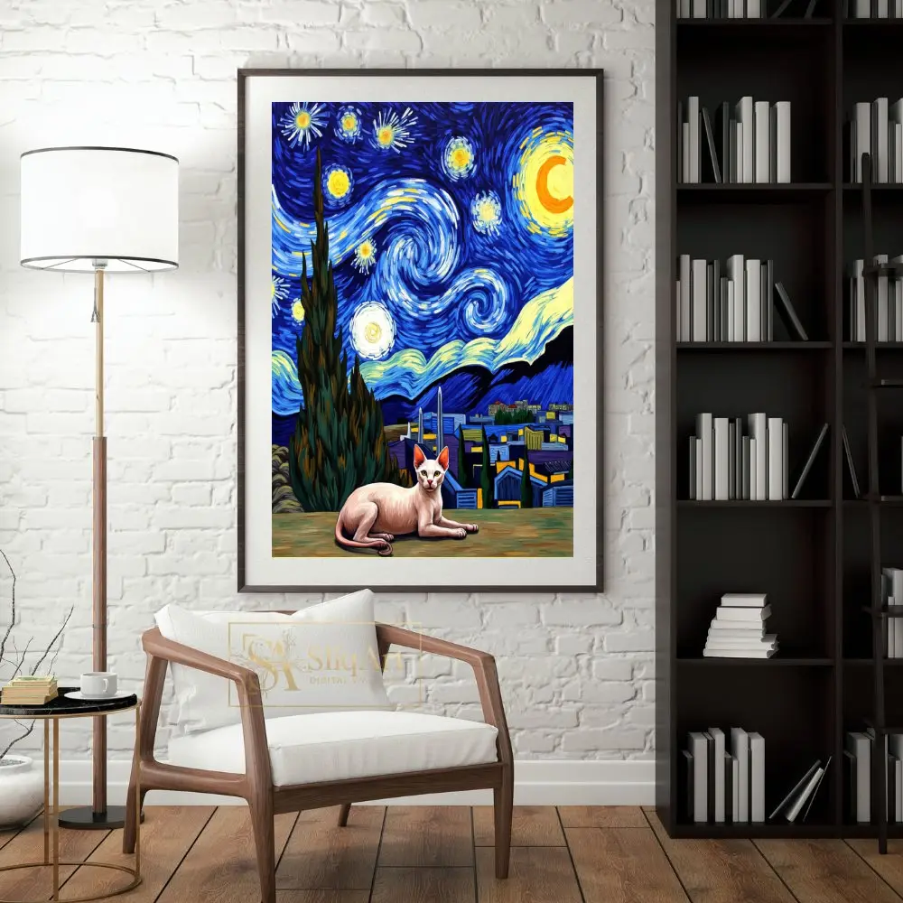 ANI-cat-sitting-under-starry-night-painting-104-04 ANI cat sitting under starry night painting 104