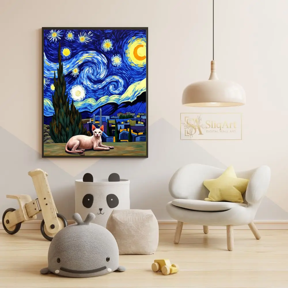 ANI-cat-sitting-under-starry-night-painting-104-05 ANI cat sitting under starry night painting 104