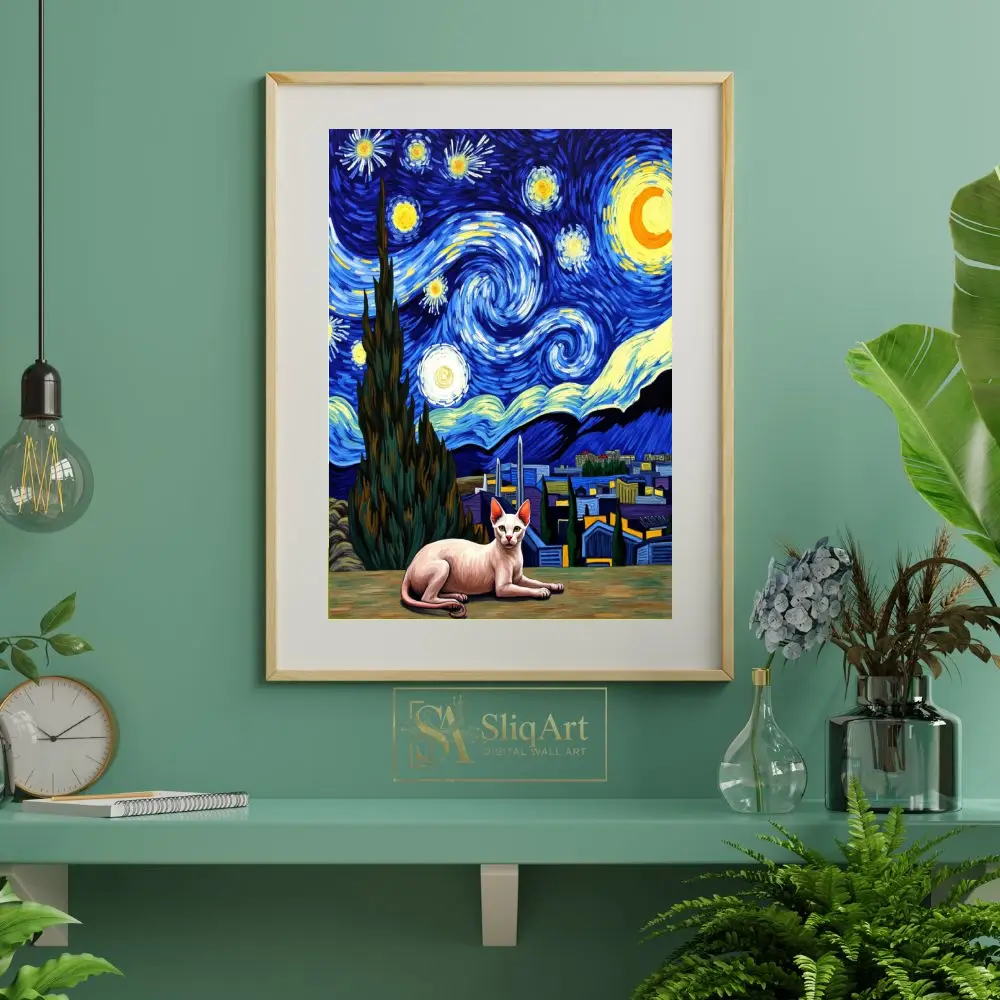 ANI-cat-sitting-under-starry-night-painting-104-06 ANI cat sitting under starry night painting 104