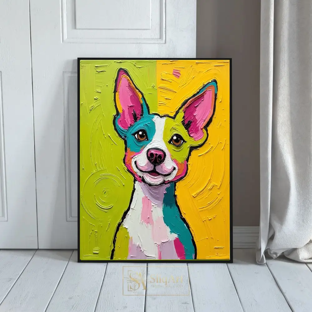 Vibrant Colorful Dog Pop Art - Impasto Pet Portrait Wall Art