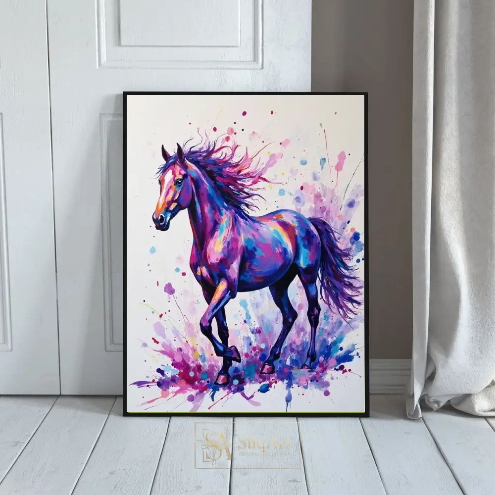 Vibrant Abstract Horse Wall Art - Colorful Equine Canvas Print