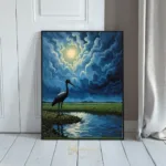 ANI crane by river at dusk 128