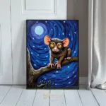 ANI cute little kangaroo sitting on a tree branch at night 131