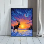 ANI deer deer sunset snowy forest 137