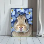 ANI fluffy bunny with blue flowers on head 213