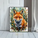 ANI fox portrait with autumn foliage border 224