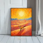 ANI fox running on red desert landscape with sunset 225