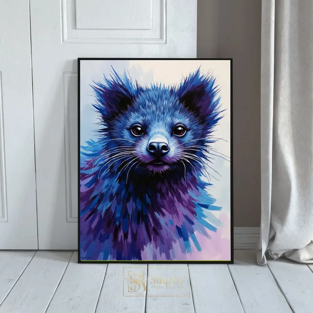 Electric Blue & Purple Mystic Creature Portrait - Modern Animal Wall Art
