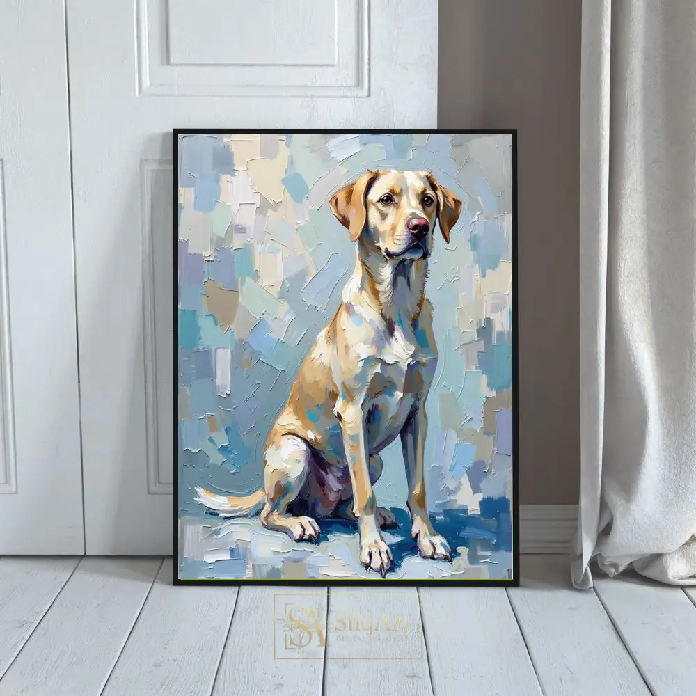 Impressionist Yellow Labrador Retriever Wall Art - Textured Dog Portrait