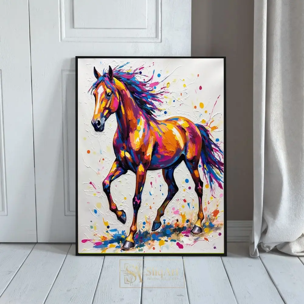 Vibrant Abstract Horse Canvas Art - Colorful Equine Wall Decor