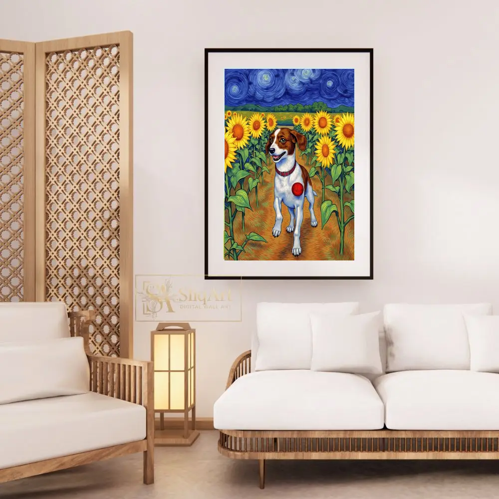 ANI-jack-russell-terrier-dog-walking-in-field-with-sunflowers-279-03 ANI jack russell terrier dog walking in field with sunflowers 279