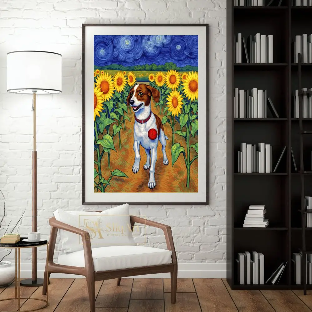 ANI-jack-russell-terrier-dog-walking-in-field-with-sunflowers-279-04 ANI jack russell terrier dog walking in field with sunflowers 279