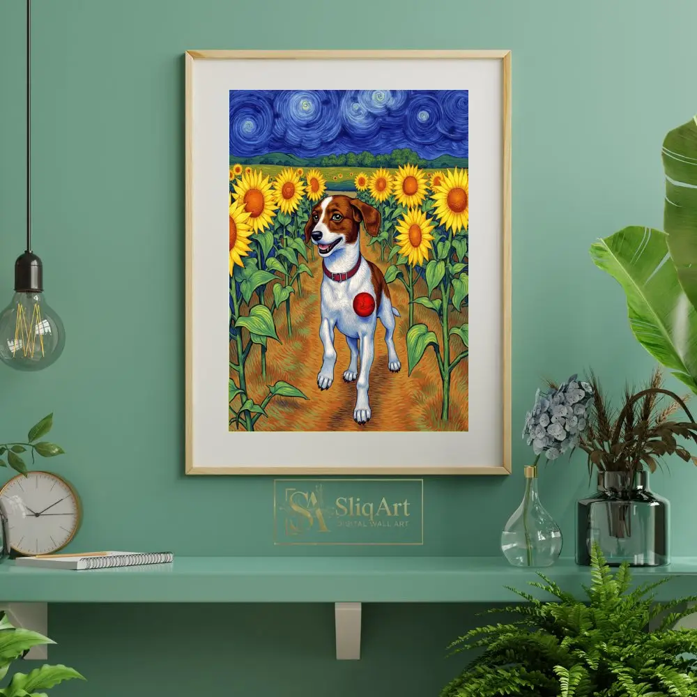 ANI-jack-russell-terrier-dog-walking-in-field-with-sunflowers-279-06 ANI jack russell terrier dog walking in field with sunflowers 279
