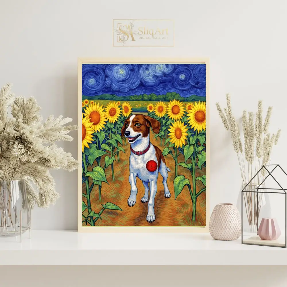 ANI-jack-russell-terrier-dog-walking-in-field-with-sunflowers-279-07 ANI jack russell terrier dog walking in field with sunflowers 279