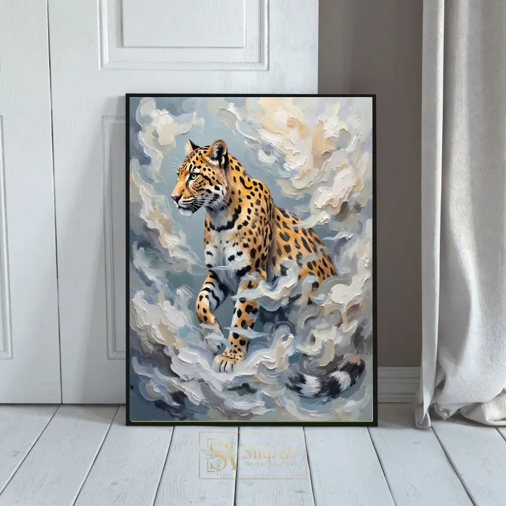 Celestial Leopard - Impasto Textured Big Cat Wall Art