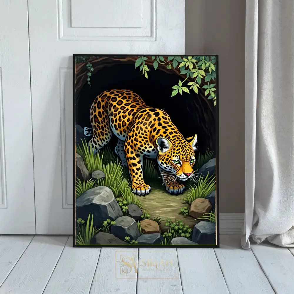 Majestic Leopard Jungle Art Print | Modern Wildlife Wall Decor
