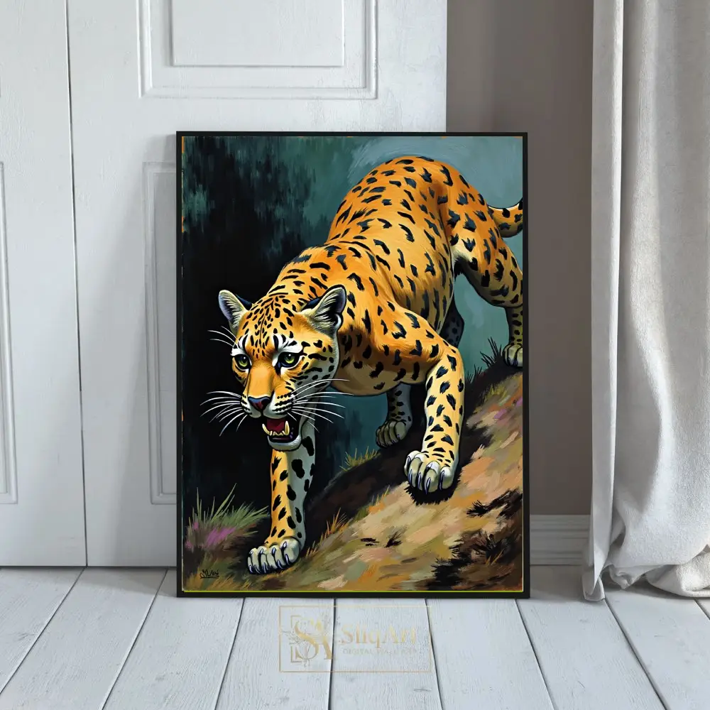 Majestic Jaguar Stalking Jungle Wall Art