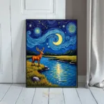 ANI moonlit deer by river 319