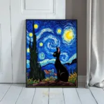 ANI nighttime cat under starry sky 330