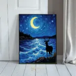 ANI nighttime lakeside scene with deer 331