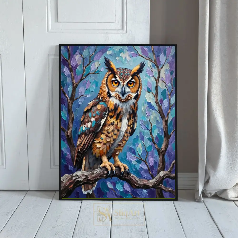 ANI-owl-on-branch-art-print-338-01 ANI owl on branch art print 338