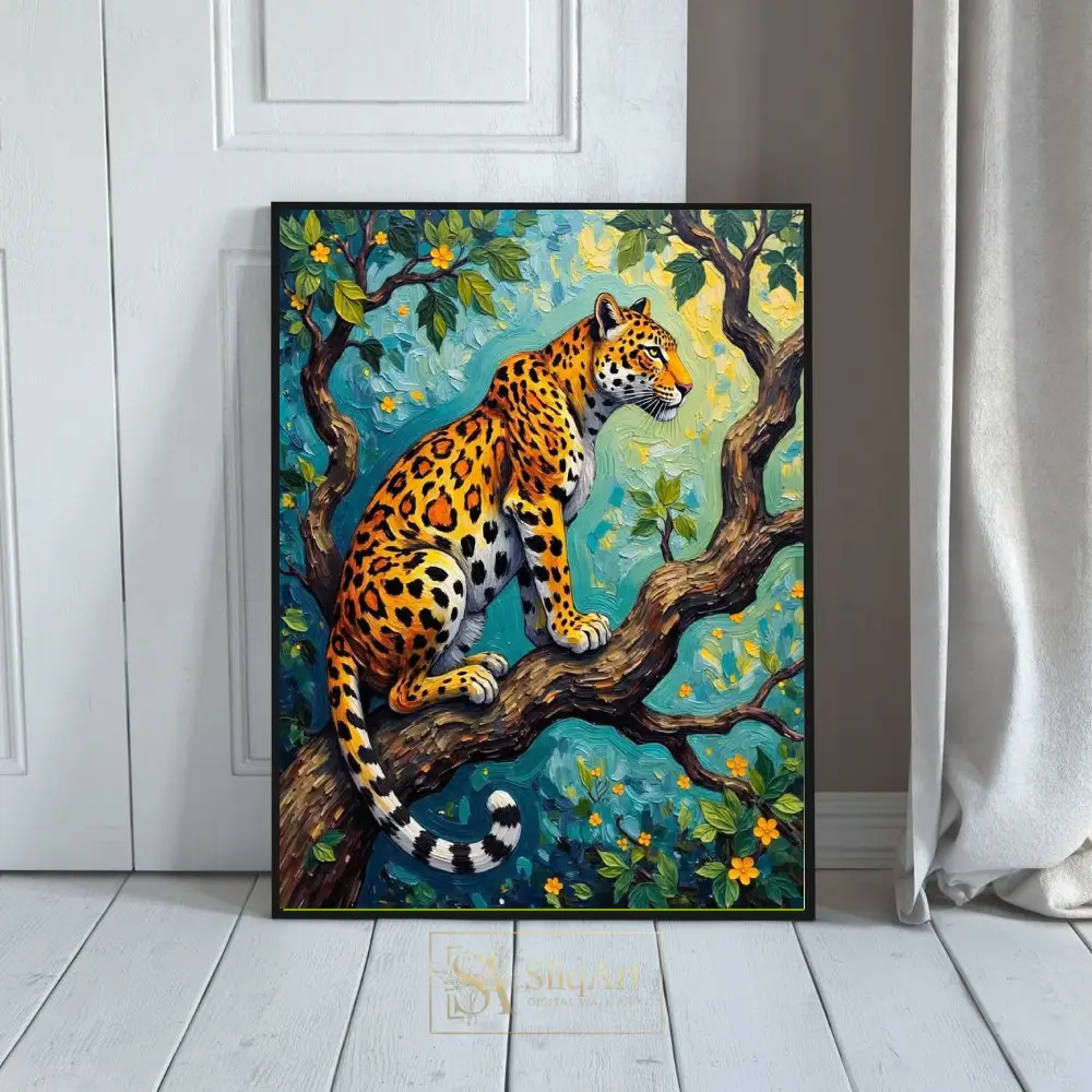 Vibrant Impasto Leopard Wall Art | Bold Jungle Wildlife Decor