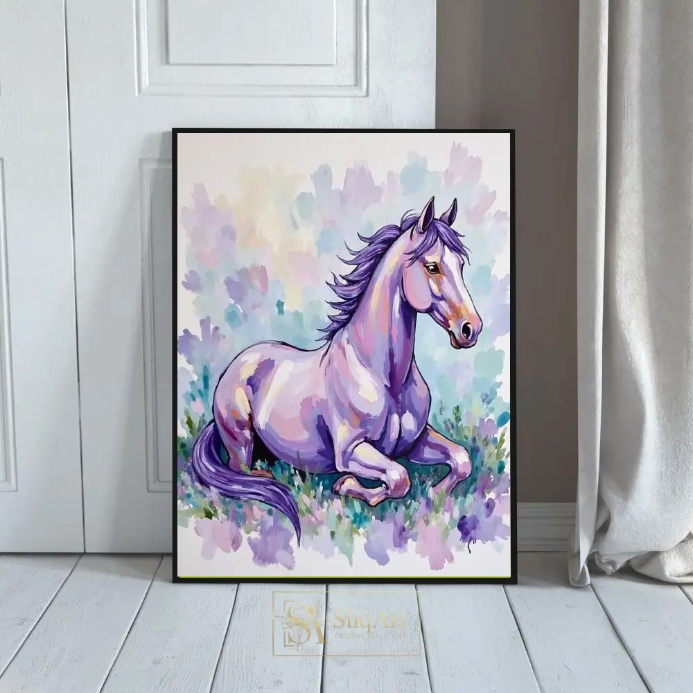 Ethereal Purple Horse Impressionist Canvas Wall Art