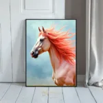 ANI red horse with windblown mane 358