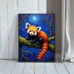 ANI red raccoon perched on branch 359