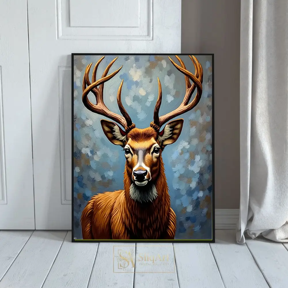 Majestic Buck Wildlife Wall Art - Textured Oil Painting