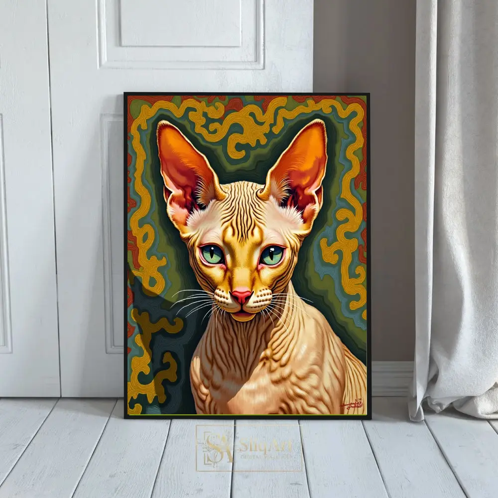 Psychedelic Sphynx Cat Wall Art - Vibrant Feline Portrait