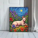 Sphynx Cat in a Flower Field abstract wall art