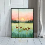 ANI sunset in the country with deer 424