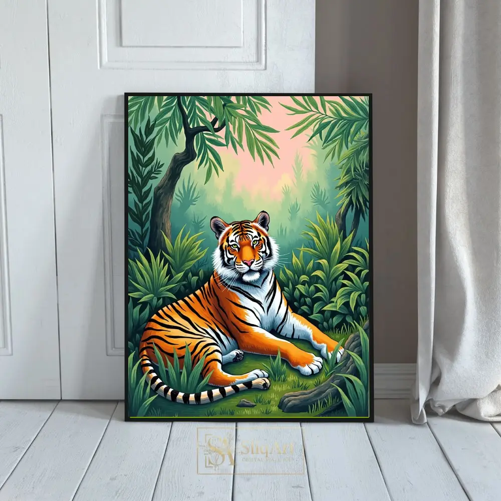 Majestic Jungle Tiger Art Print - Modern Wildlife Wall Decor