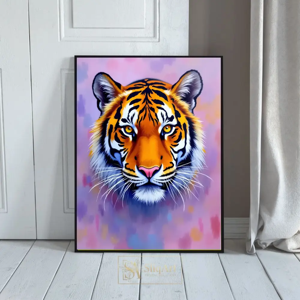 Vibrant Modern Tiger Canvas Print - Majestic Wildlife Wall Decor
