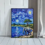 ANI vanguard elephant strolls by starry night 449