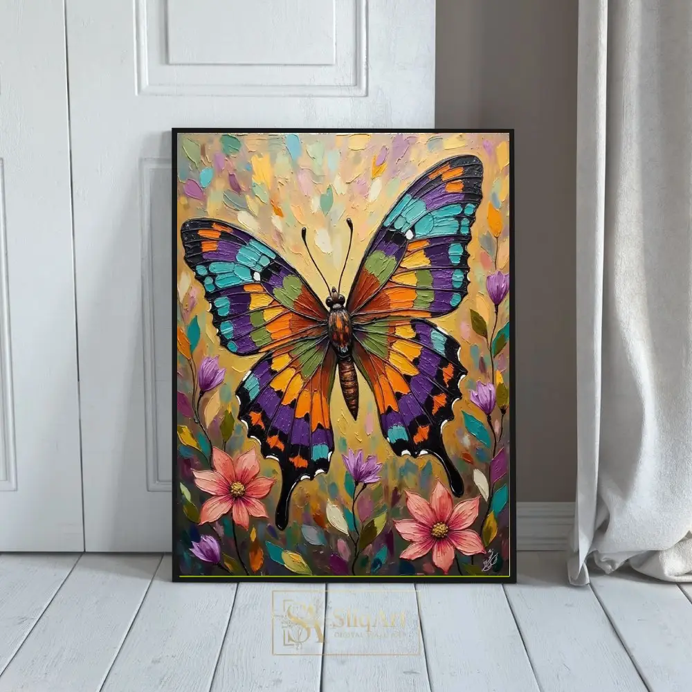 Vibrant Butterfly Impasto Wall Art - Colorful Textured Nature Decor