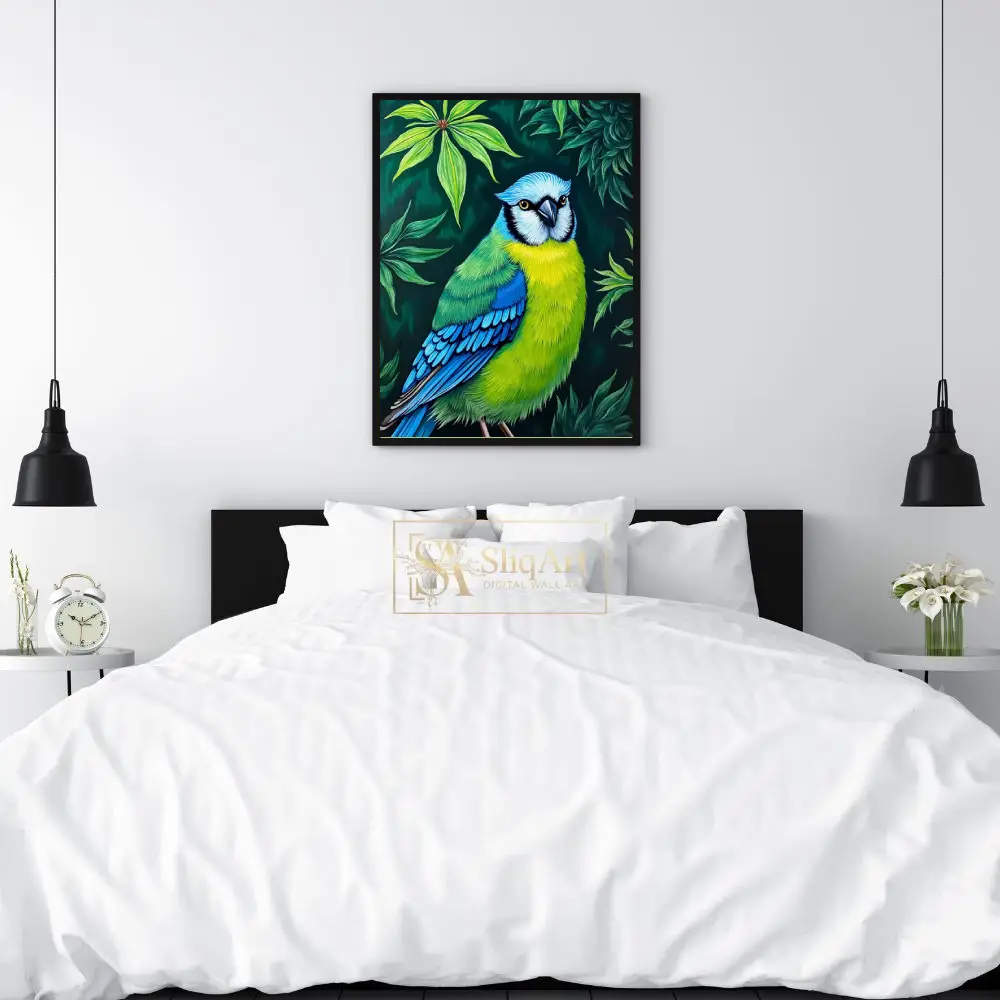 BRD-blue-and-green-parrot-on-leaf-background-048-02 BRD blue and green parrot on leaf background 048