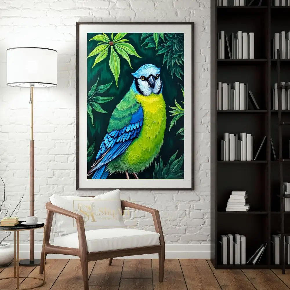 BRD-blue-and-green-parrot-on-leaf-background-048-04 BRD blue and green parrot on leaf background 048