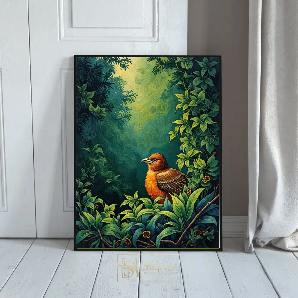 Enchanted Forest Bird Canvas Art - Vibrant Nature Wall Decor