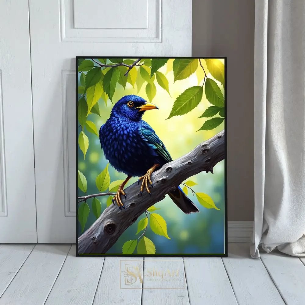 Cobalt Blue Bird in Sunlight - Nature Wall Art