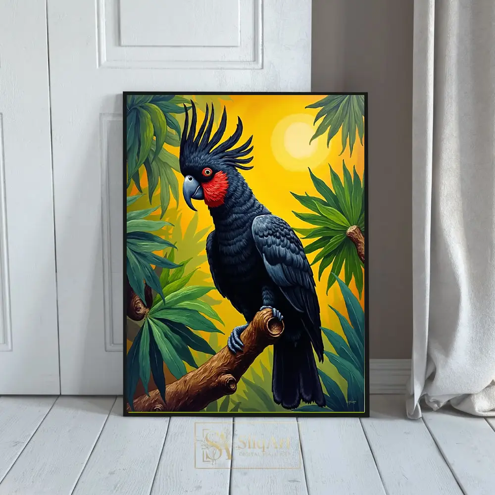 Majestic Black Palm Cockatoo Tropical Wall Art