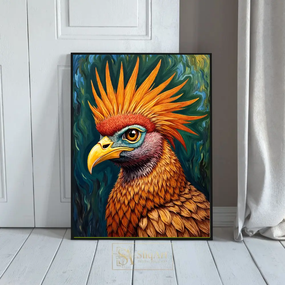 Vibrant Exotic Bird Portrait Wall Art | Tropical Crested Bird Canvas