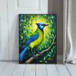 BRD colorful blue jay on branch 103