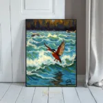 BRD colorful flying over ocean 088